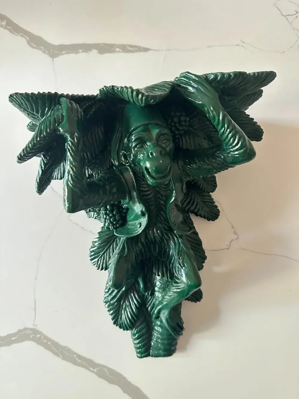 Vintage Hand Carved Wood Monkey Wall Shelf | Tropical Jungle Decor | Tribal Carv